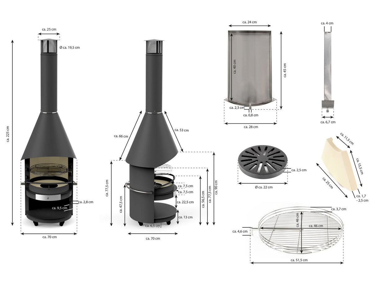 asado® Garten-Grillkamin "Fuego" 70cm - Stahl
