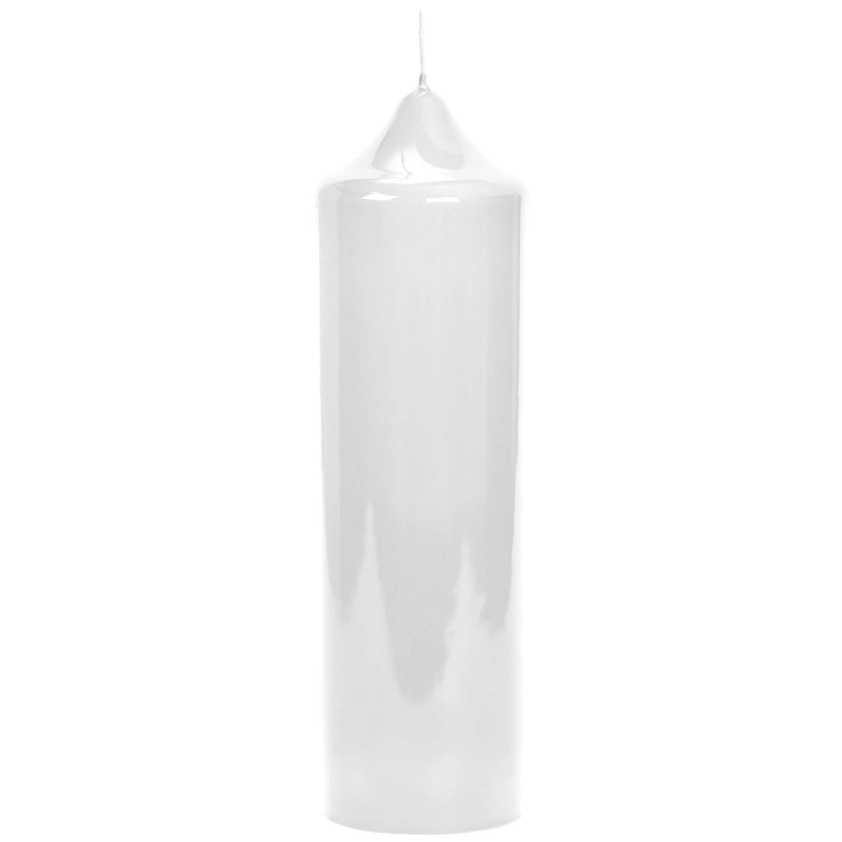 Fink gelackte Stumpenkerze Altar weiß Paraffin Höhe 25 cm