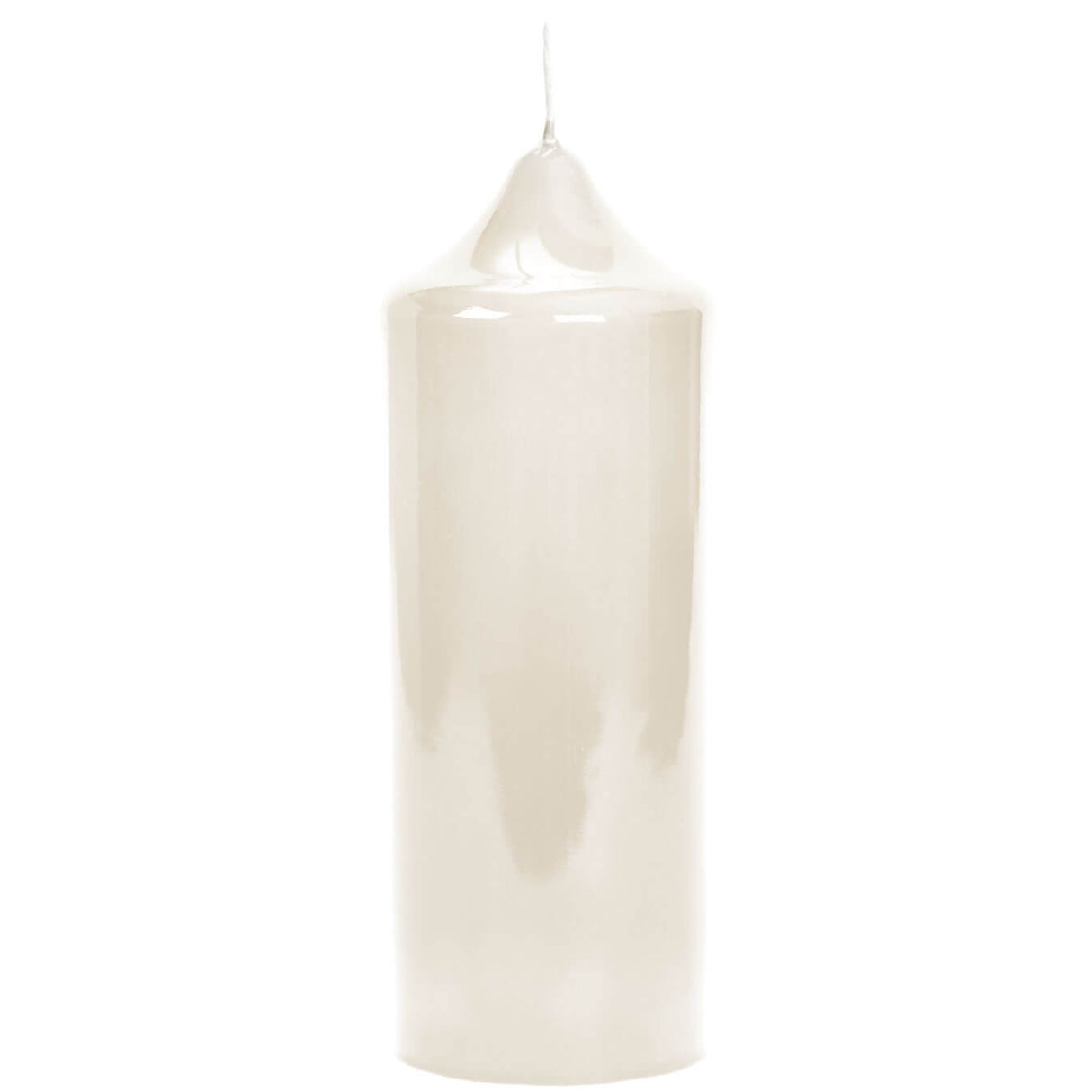 Fink gelackte Stumpenkerze Altar creme Paraffin Höhe 20 cm