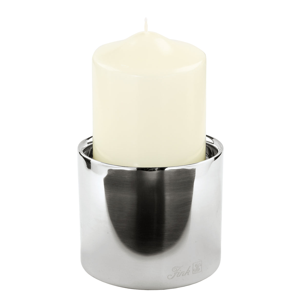 Fink Stumpenkerzenhalter Sobrio silberfarben Edelstahl Höhe 8 cm