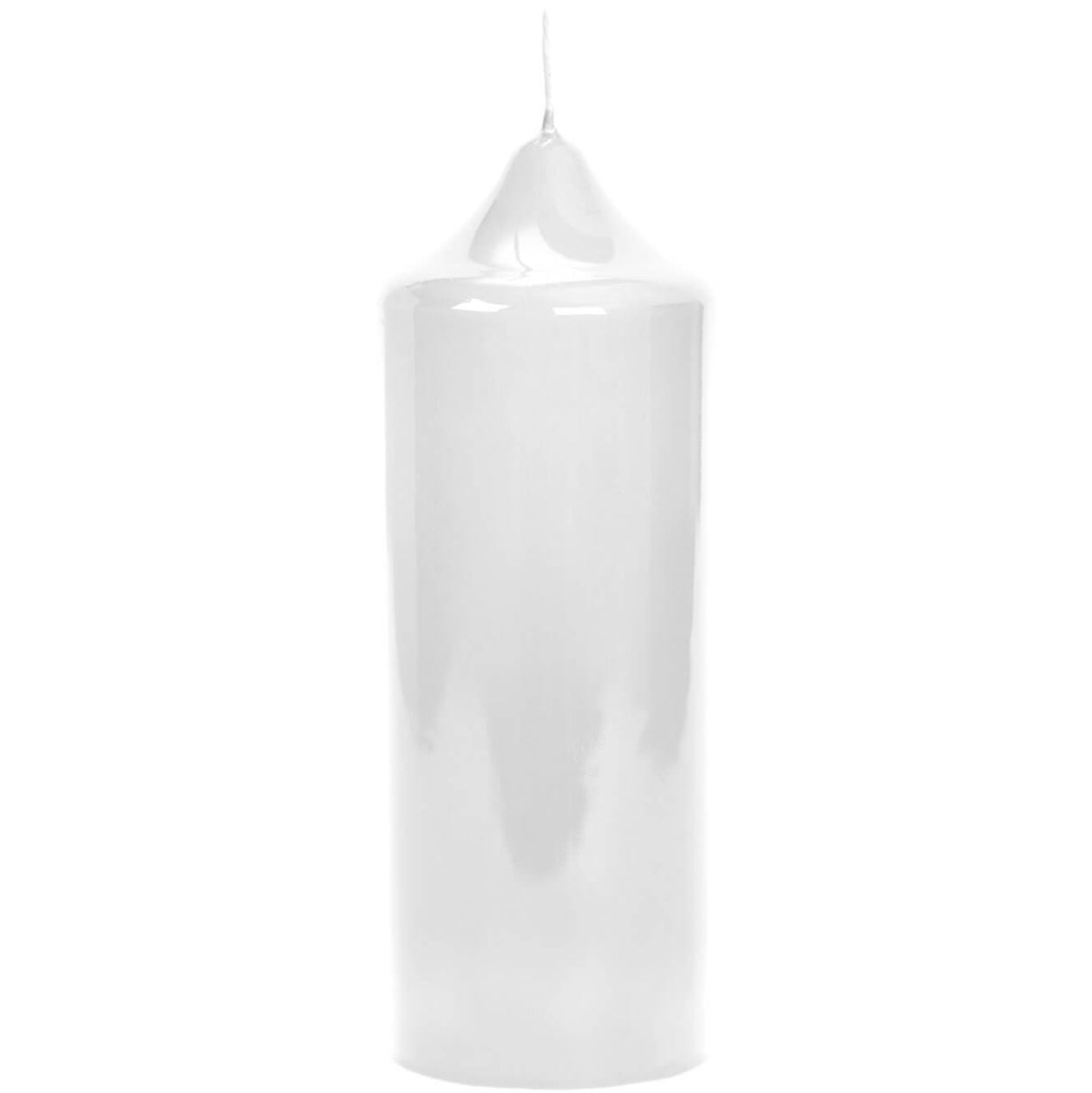 Fink gelackte Stumpenkerze Altar weiß Paraffin Höhe 20 cm