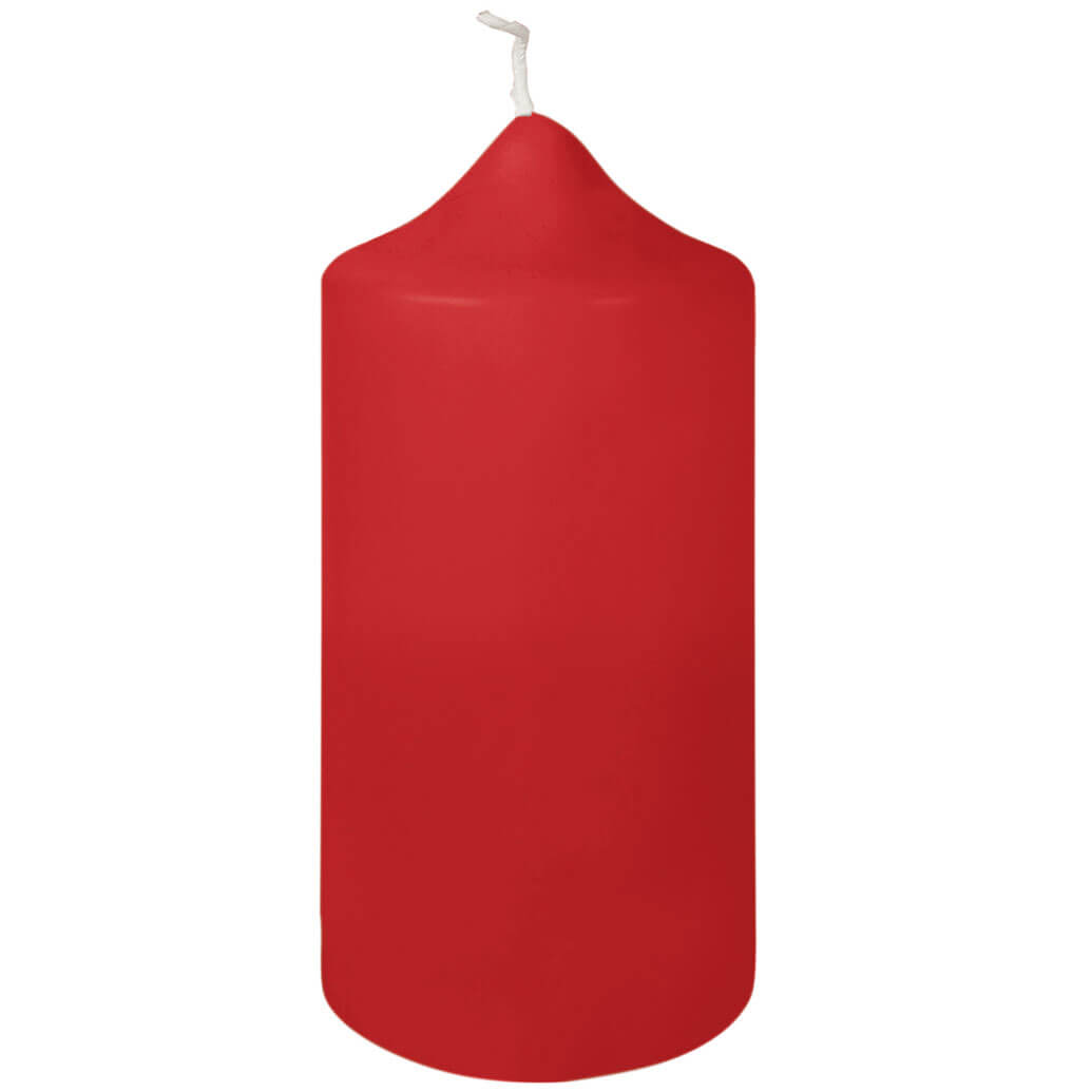 Fink getauchte Stumpenkerze Candle hellrot Paraffin Höhe 15 cm
