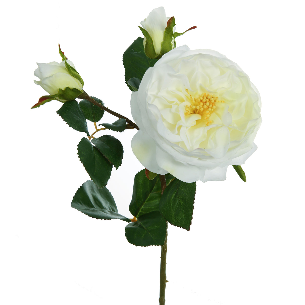 Fink Kunstblume Rosenzweig weiß-creme Kunstfasern Höhe 56 cm