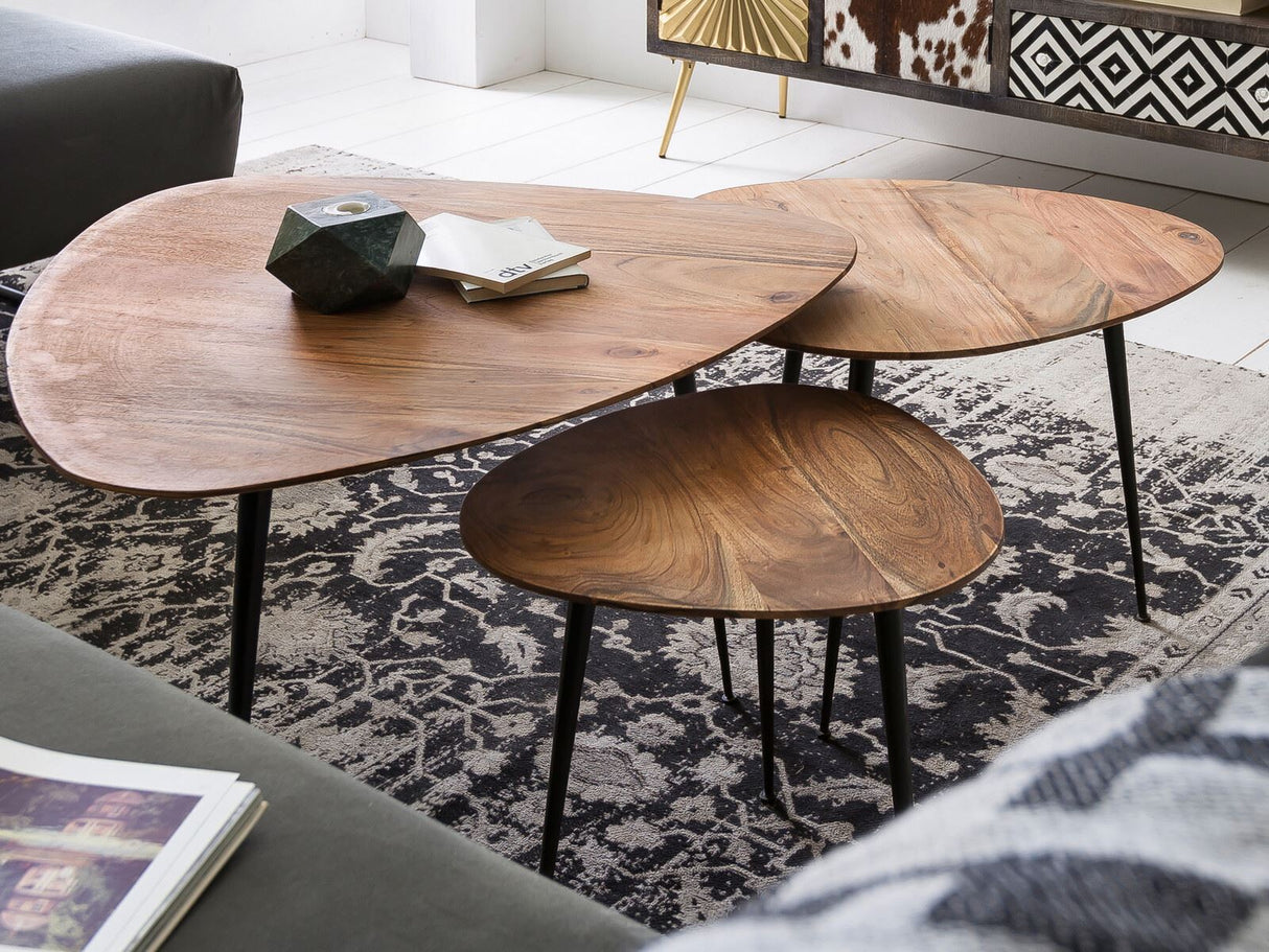 SIT-Möbel Beistelltisch 40 cm x 37 cm x 37 Platte natur, Beine schwarz