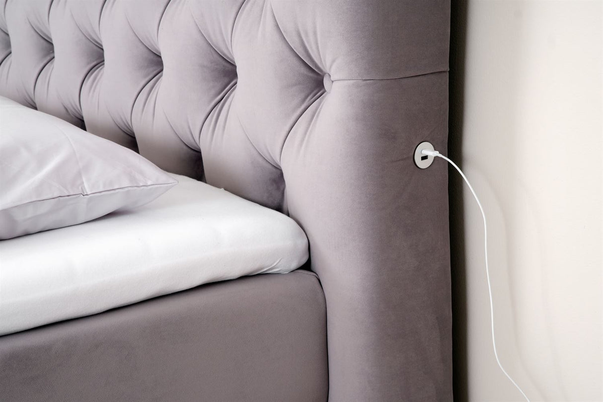 Terra Home Boxspringbett Chesterfield grau, 180x200 cm, H2/H3