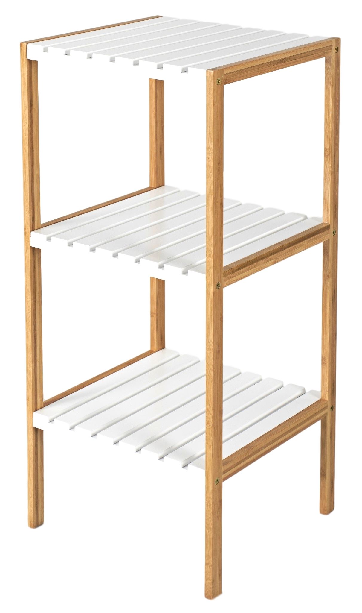 Elbmöbel Badregal Bambus Schuhschrank 3 Ablagen Handtuchregal Holz Regal natur weiß