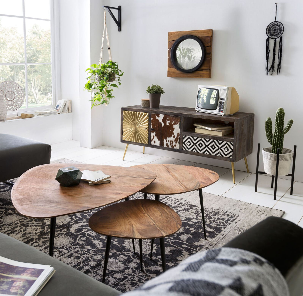 SIT-Möbel Beistelltisch 40 cm x 37 cm x 37 Platte natur, Beine schwarz