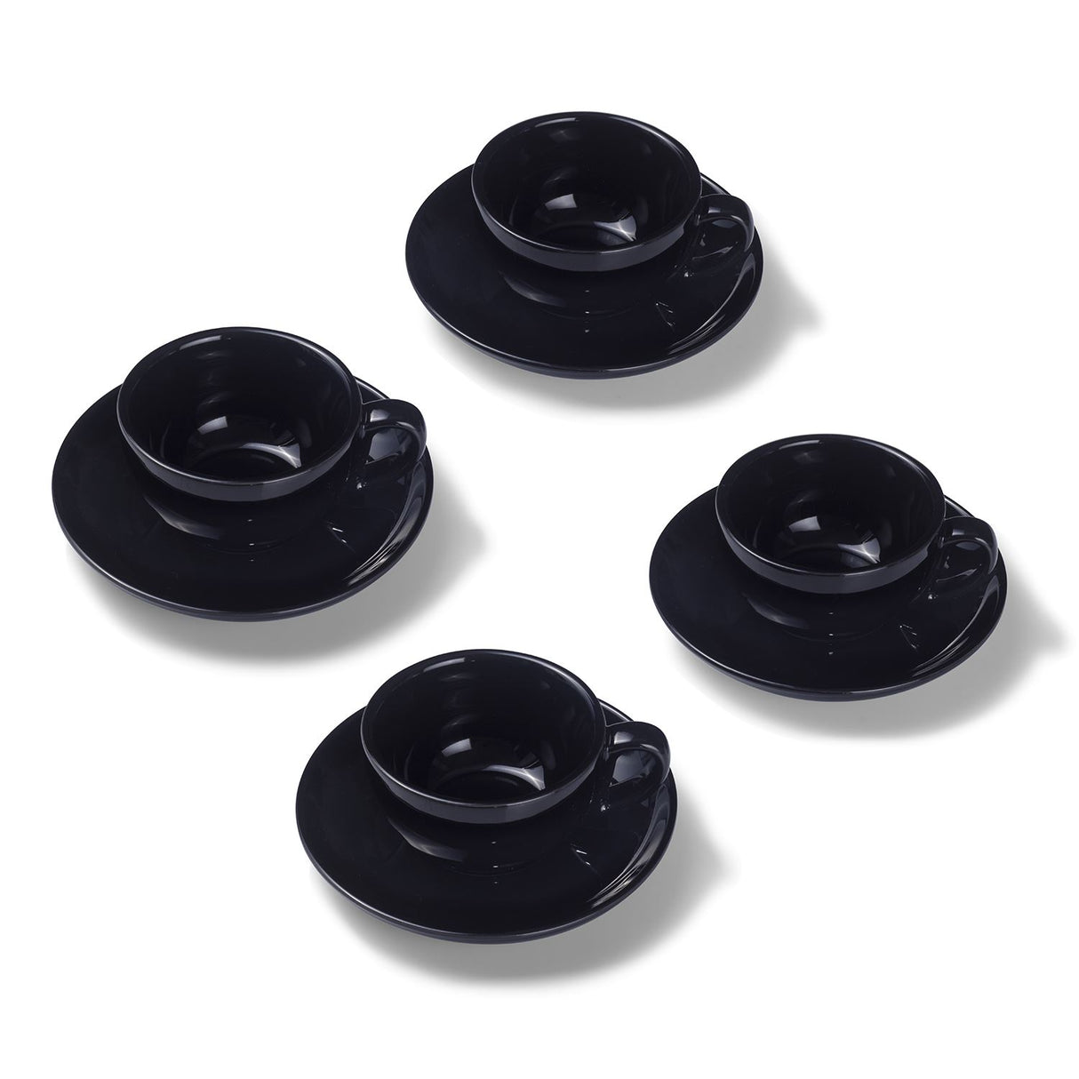 Terra Home 4er Cappuccinotassen-Set, Schwarz glossy komplett