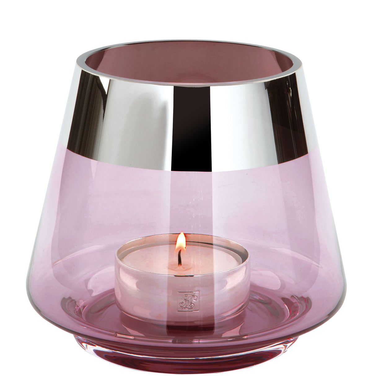 Fink Teelichthalter Jona rosa Glas Höhe 13 cm