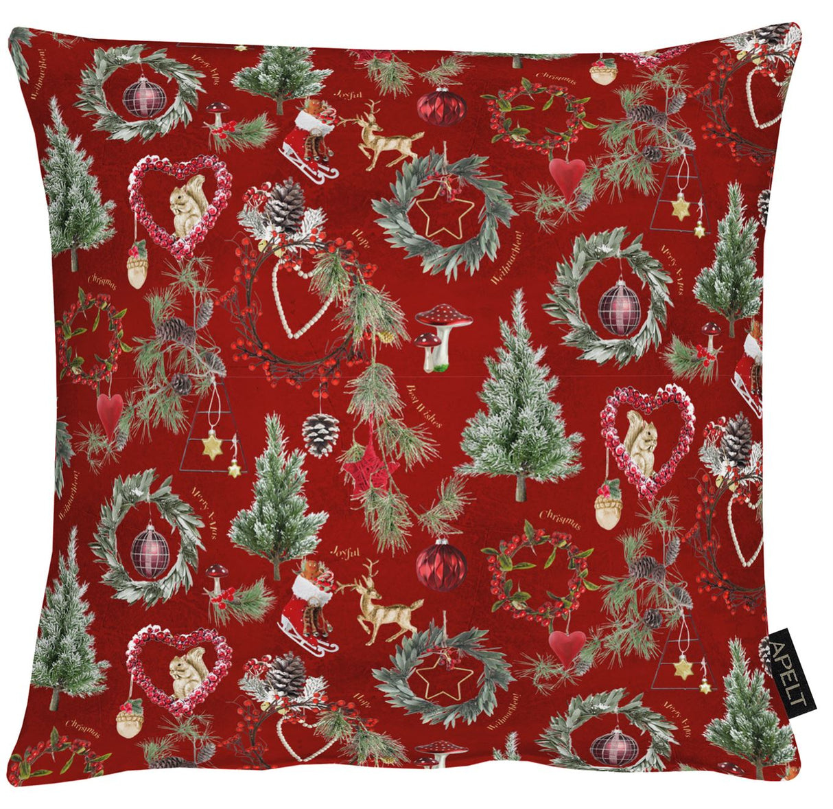 Apelt Kissen Winterwelt rot / grün 39x39 cm