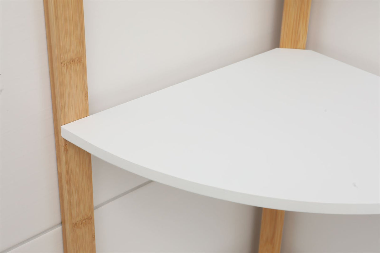 Terra Home Eckregal Bambus Badregal Küchenregal Standregal Holzregal Regal weiß braun