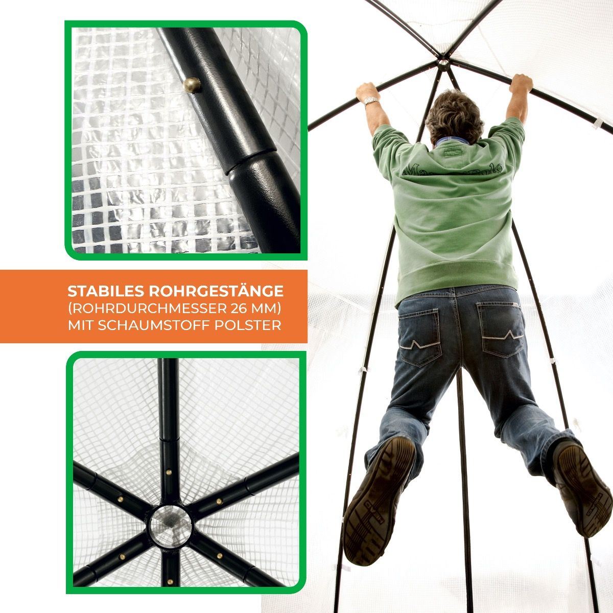 Biogreen Überwinterungszelt Gewächshaus Tropical Island XL 340 x 340 x 280 cm