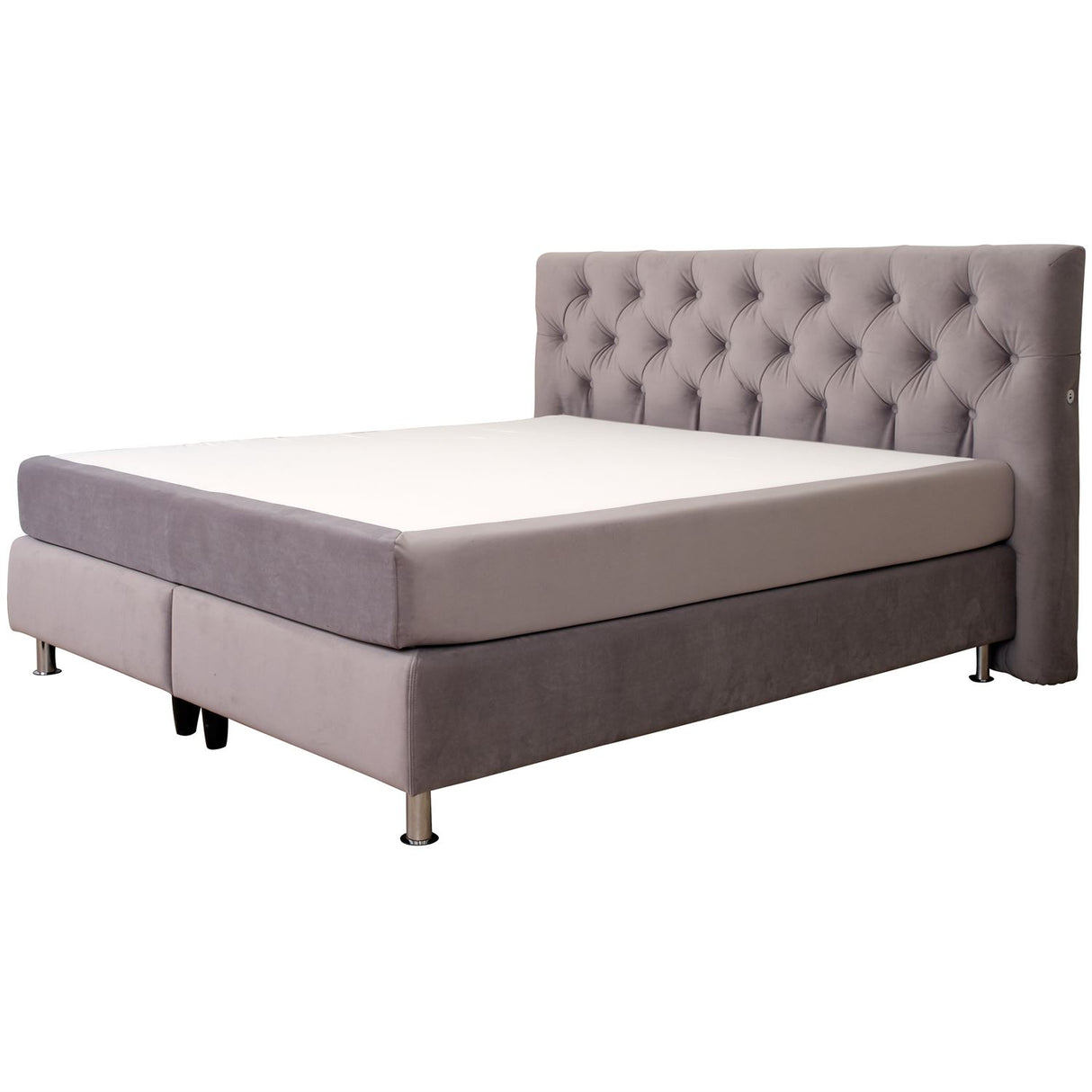 Terra Home Boxspringbett Chesterfield grau, 180x200 cm, H2/H3