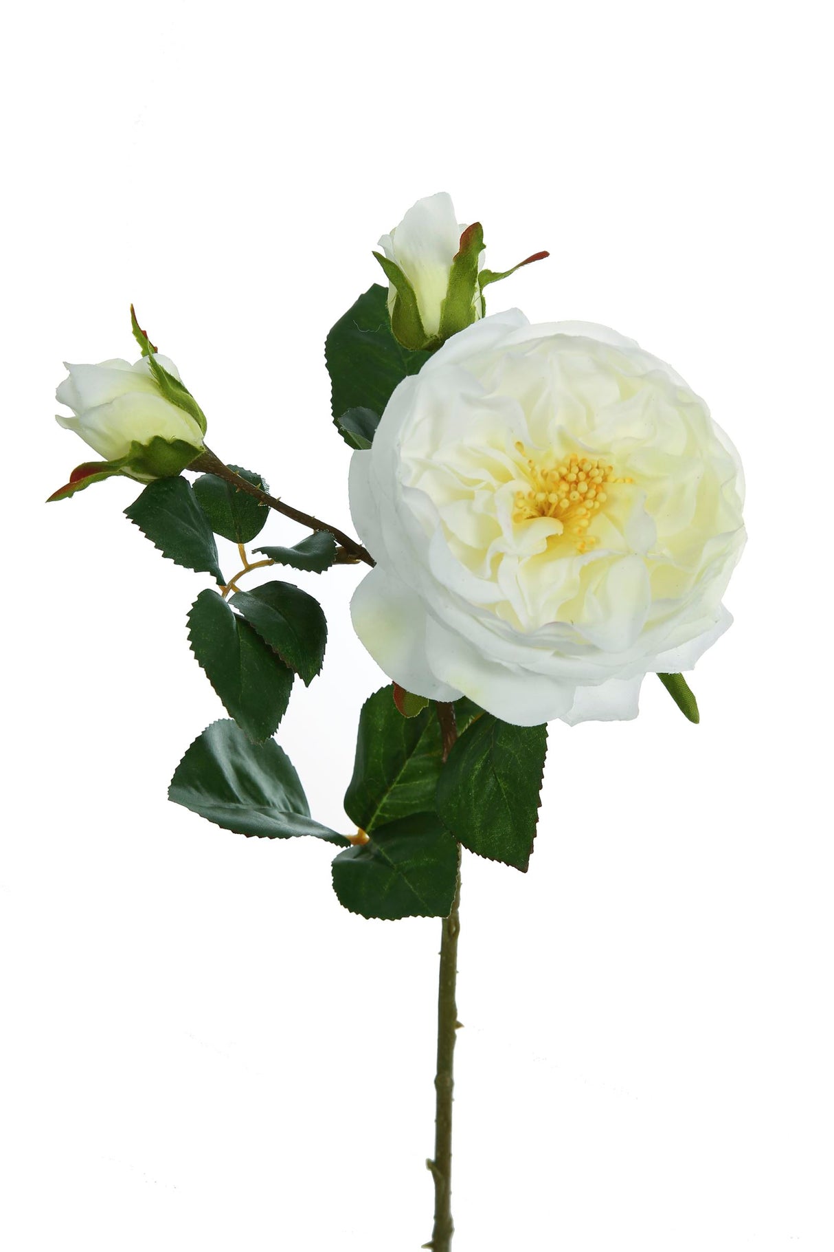 Fink Kunstblume Rosenzweig weiß-creme Kunstfasern Höhe 56 cm