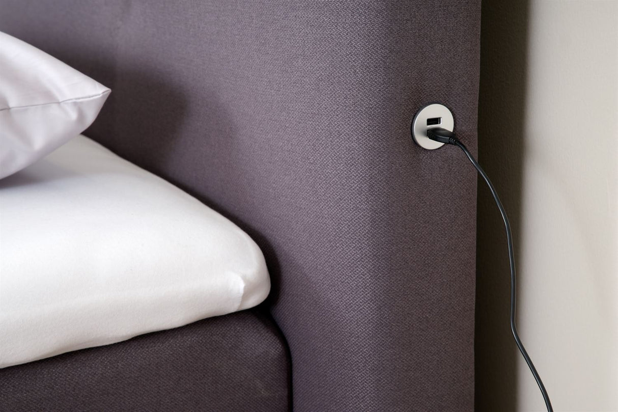 Terra Home Boxspringbett Manchester grau, 180x200 cm, H2/H3