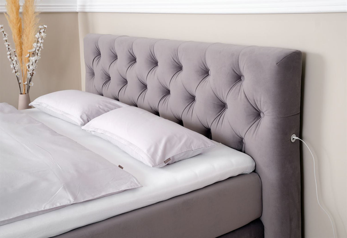 Terra Home Boxspringbett Chesterfield grau, 180x200 cm, H2/H3