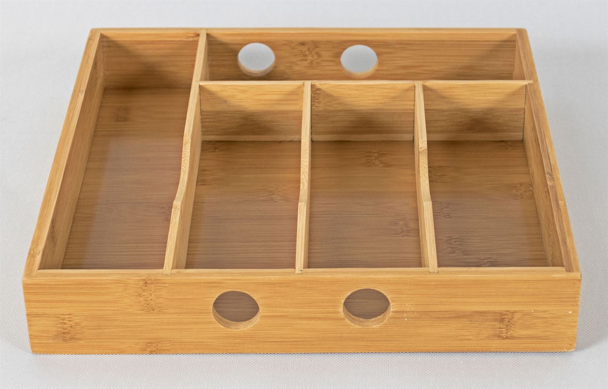 Elbmöbel 2 x Besteckkasten 5 Schublade Geschirrkasten Bambus braun Set