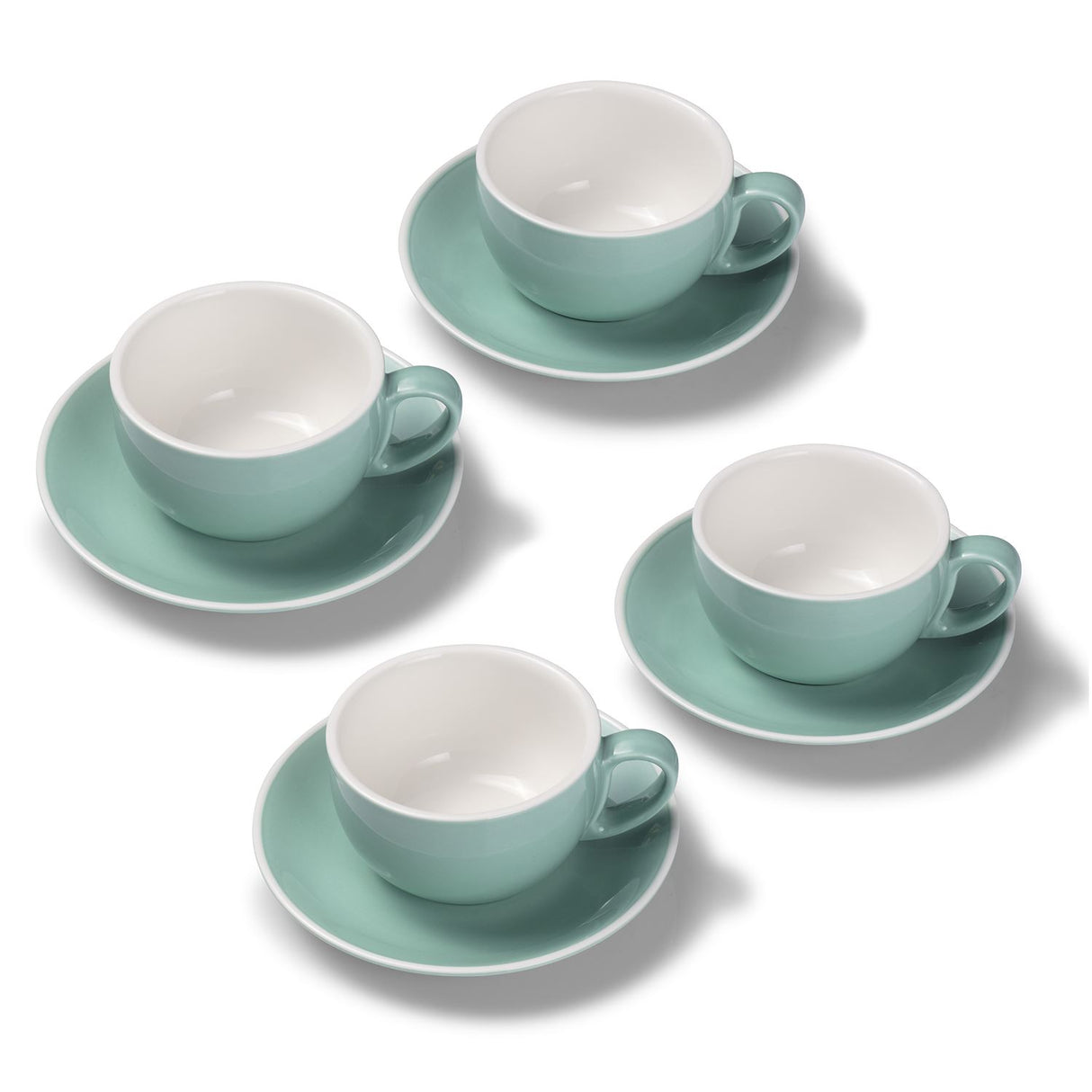 Terra Home 4er Milchkaffeetassen-Set, Türkis glossy