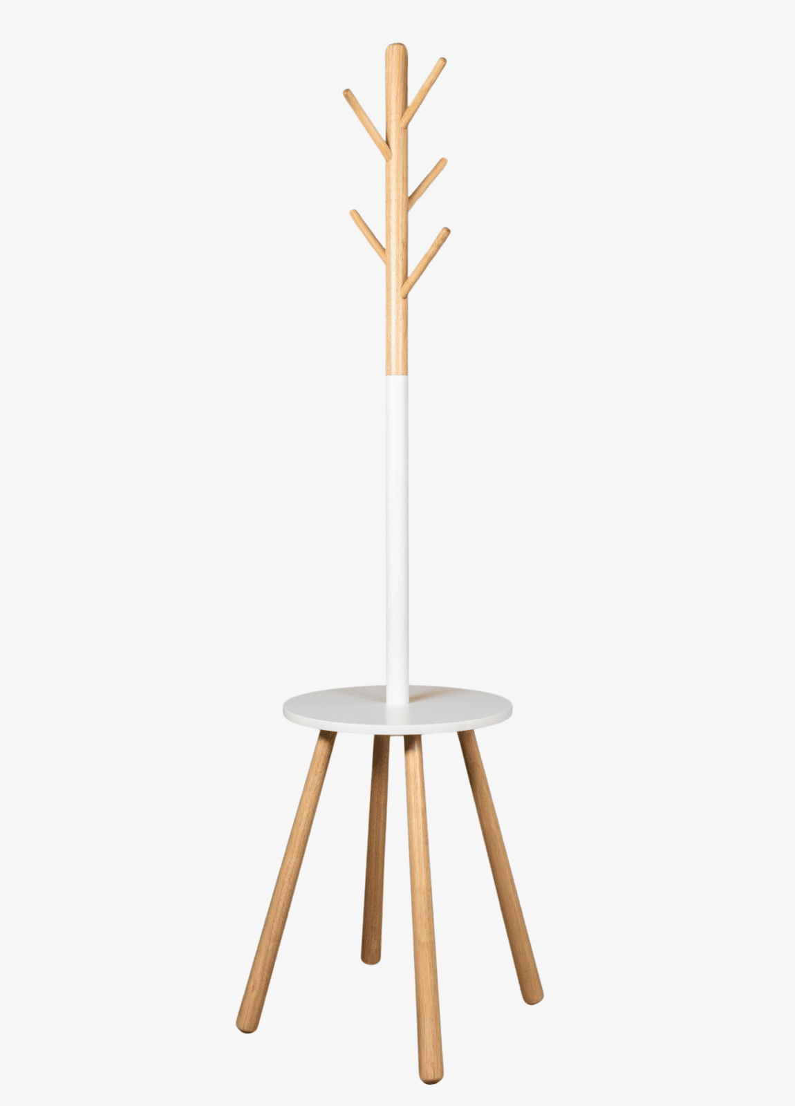 Dala, rund,Kleiderständer, Standgarderobe mit 5 Kleiderhaken Weiß