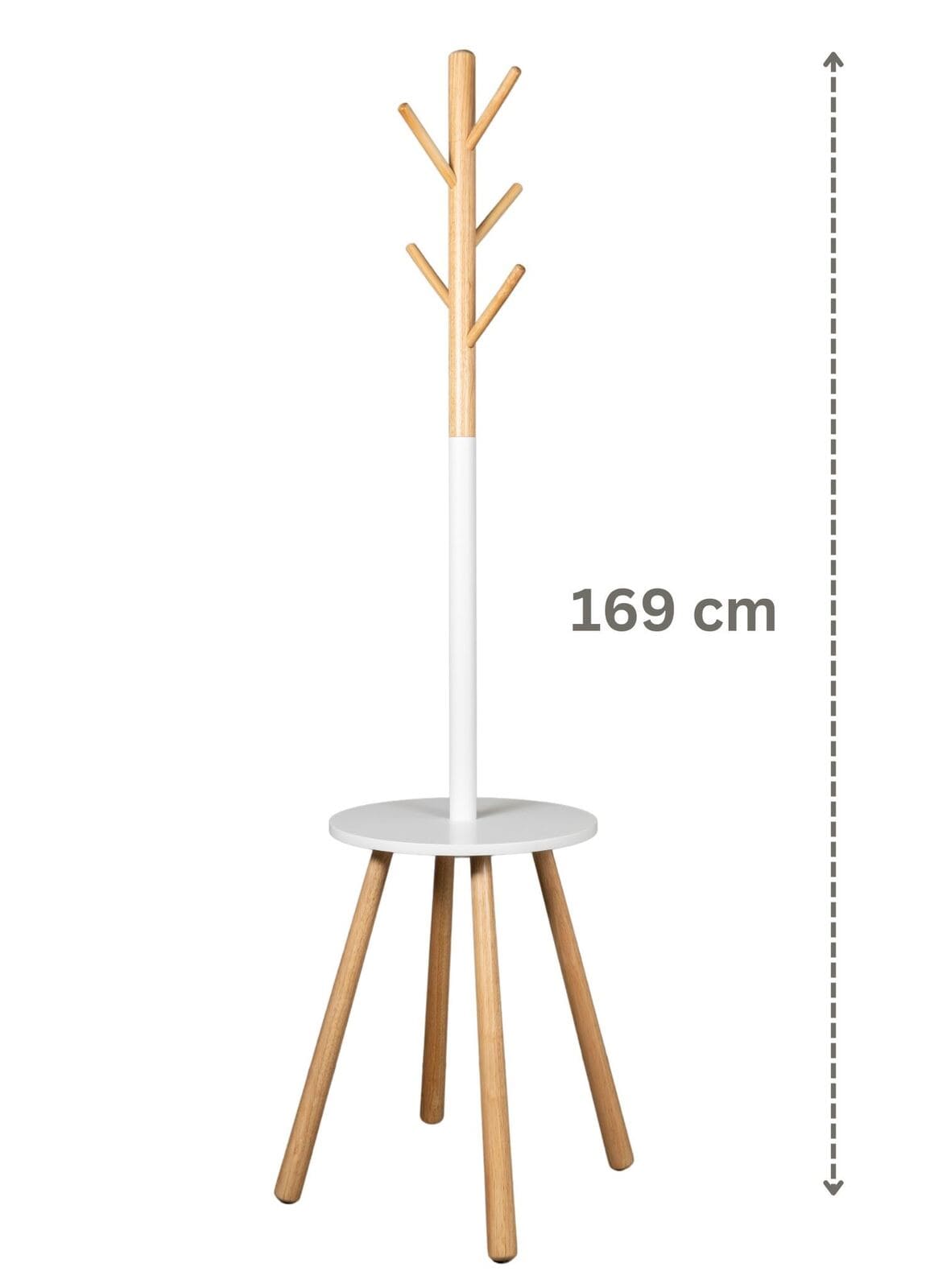 Dala, rund,Kleiderständer, Standgarderobe mit 5 Kleiderhaken Weiß