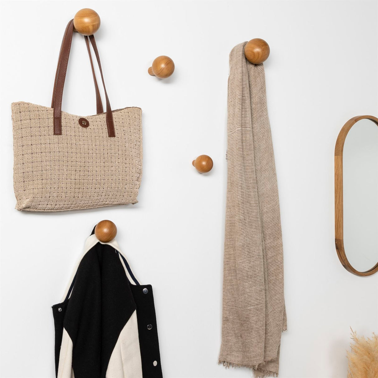 Terra Home Wandhaken Birnenform Optik Eiche 5er Set