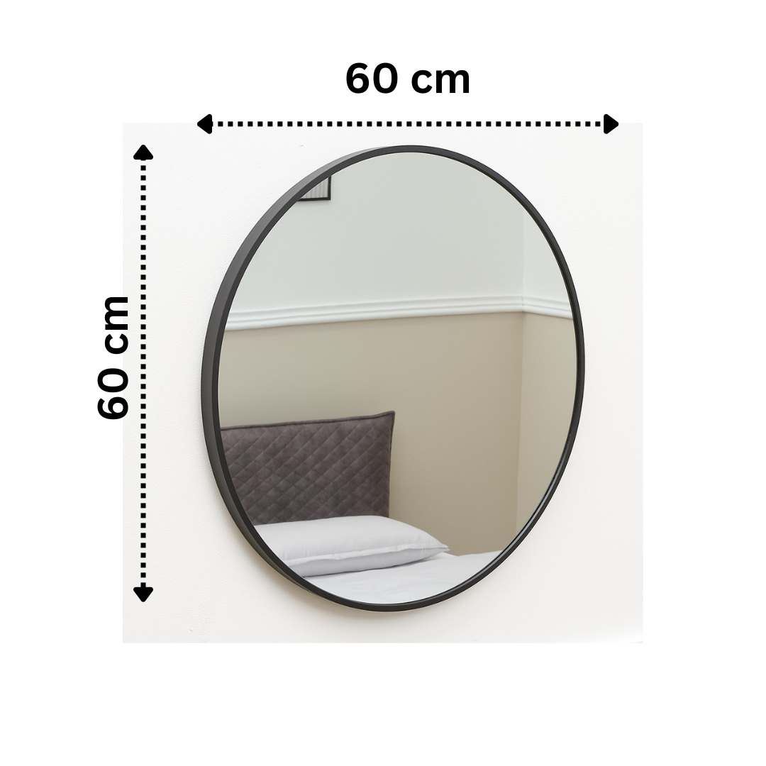 Terra Home Wandspiegel rund 60x60 schwarz Metallrahmen