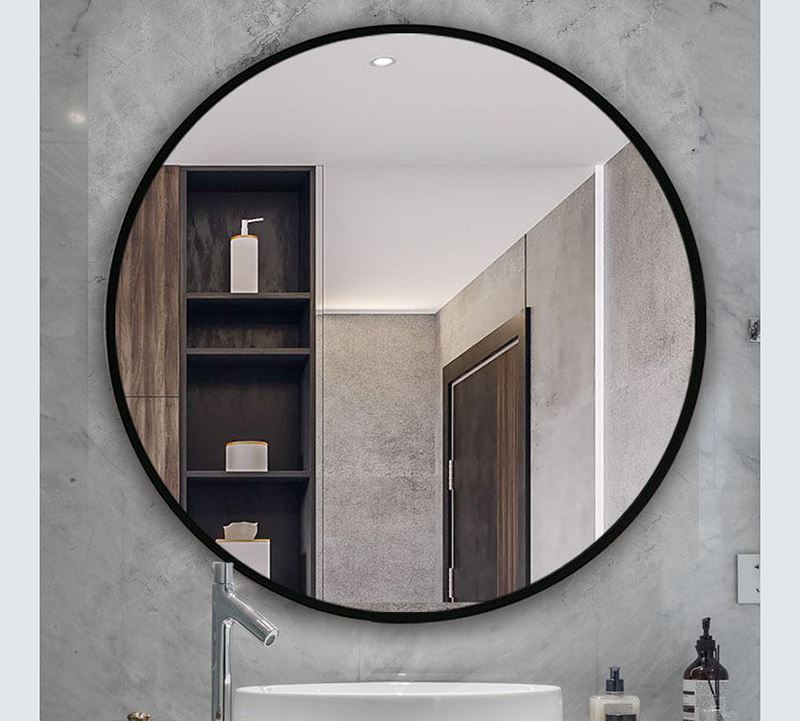 Terra Home Wandspiegel rund 60x60 schwarz Metallrahmen