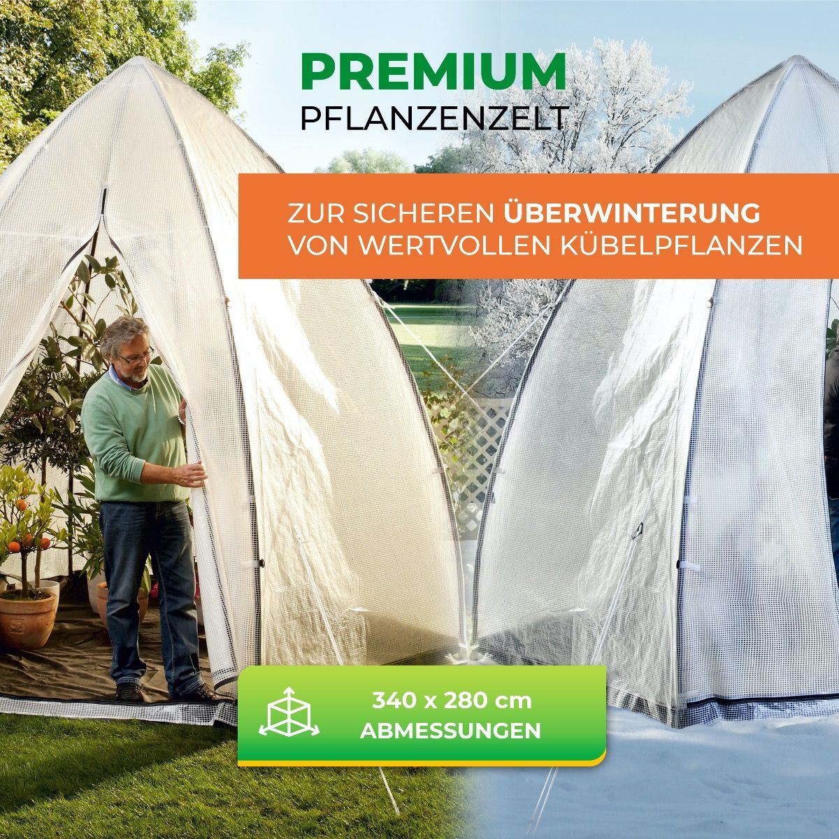 Biogreen Überwinterungszelt Gewächshaus Tropical Island XL 340 x 340 x 280 cm