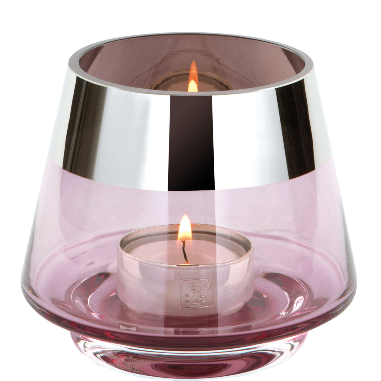 Fink Teelichthalter Jona rosa Glas Höhe 9 cm