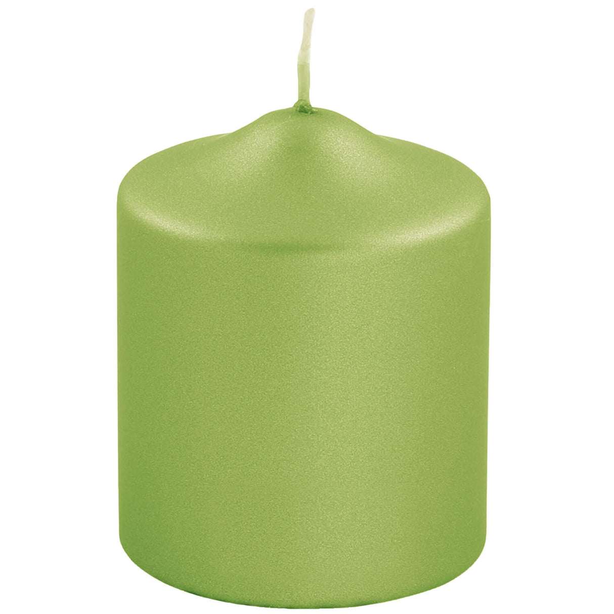 Fink metallic Stumpenkerze Candle hellgrün Paraffin Höhe 10 cm