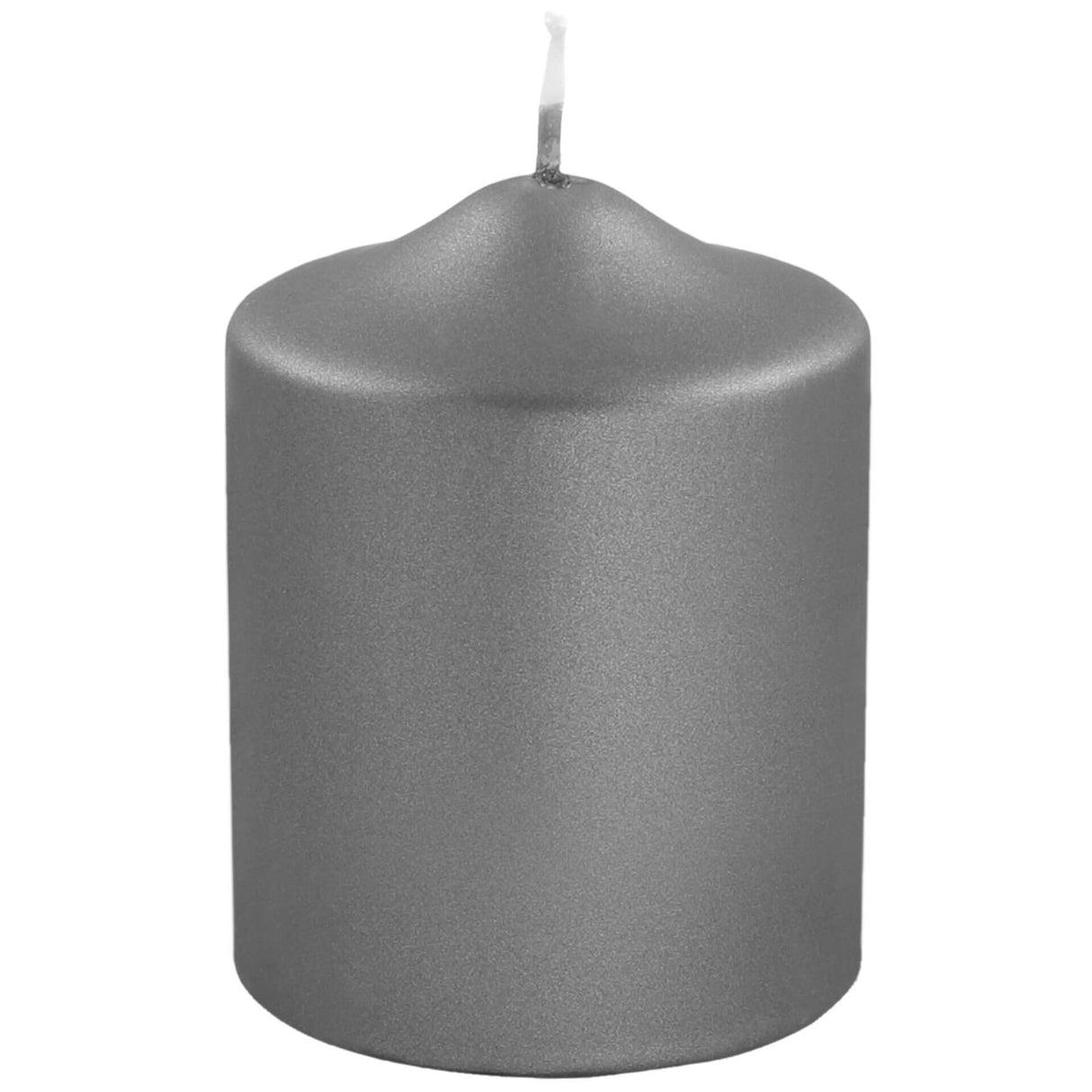 Fink metallic Stumpenkerze Candle grau Paraffin Höhe 10 cm