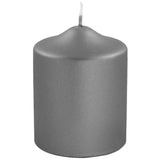 Fink metallic Stumpenkerze Candle grau Paraffin Höhe 10 cm