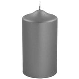 Fink metallic Stumpenkerze Candle grau Paraffin Höhe 15 cm