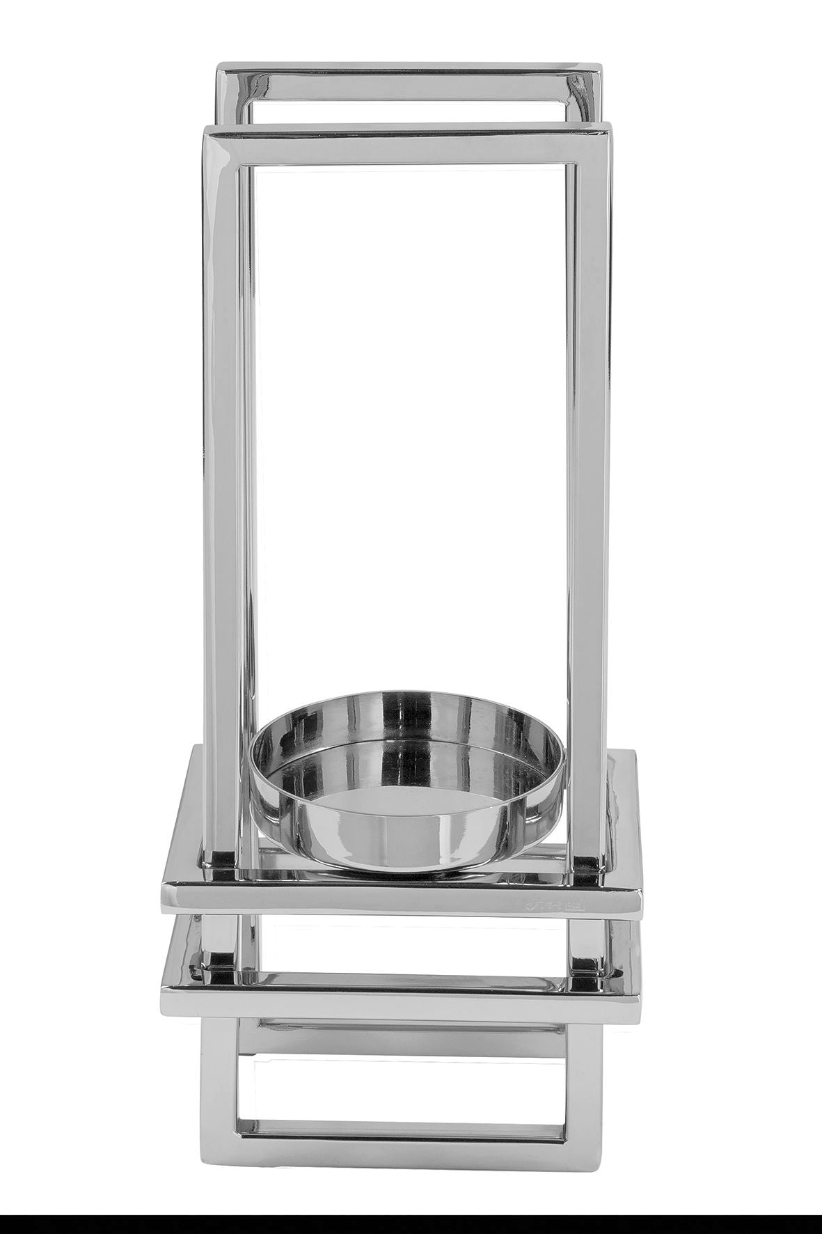 Fink Windlicht Ez-Dualis silberfarben Edelstahl, vernickelt Höhe 31 cm