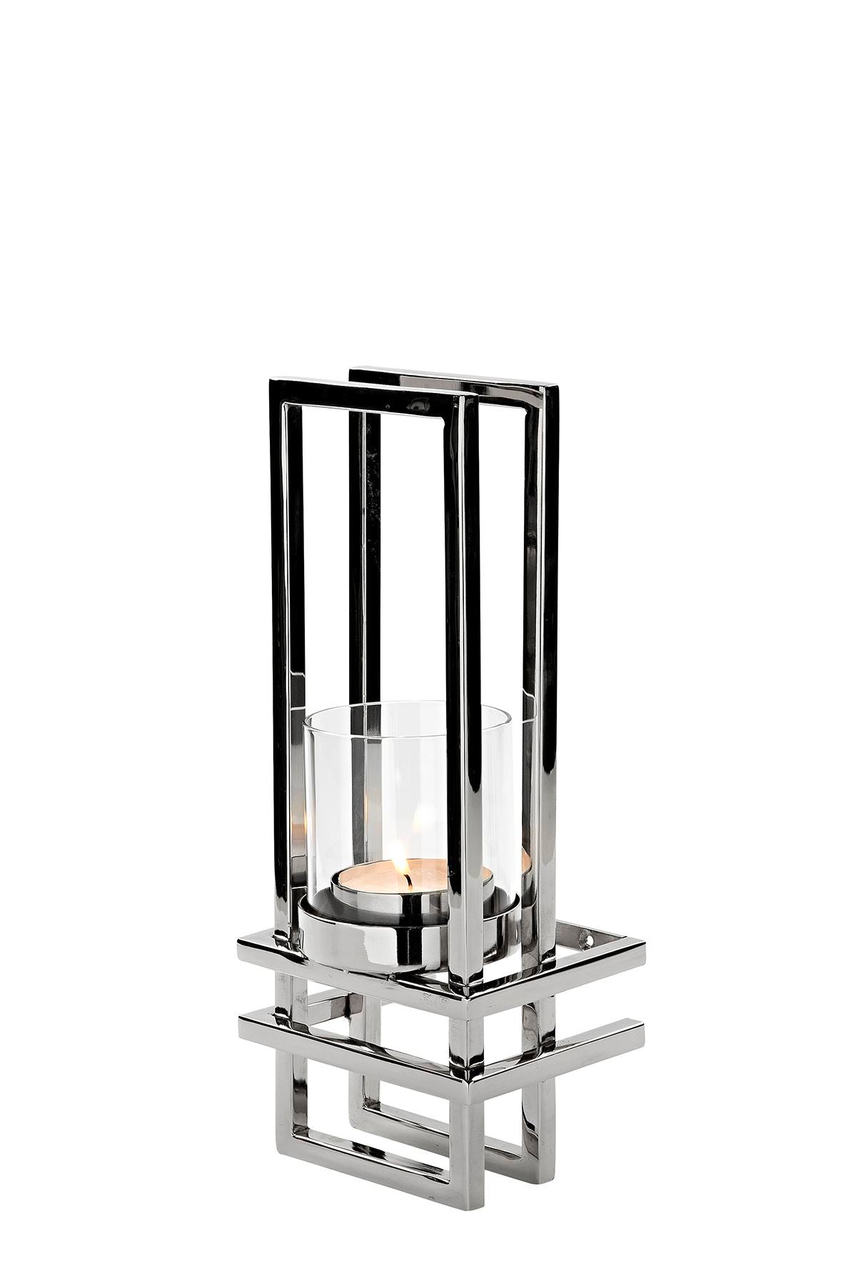 Fink Windlicht Ez-Dualis silberfarben Edelstahl, vernickelt Höhe 31 cm