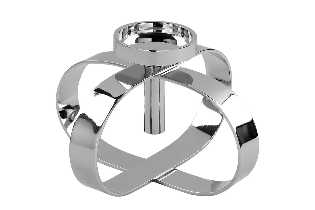 Fink Stumpenkerzenhalter Gorden silberfarben Aluminium, vernickelt Höhe 15 cm