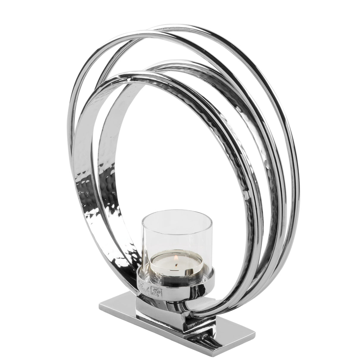 Fink Teelichthalter Colette silber Aluminium, vernickelt, Glas Höhe 23 cm