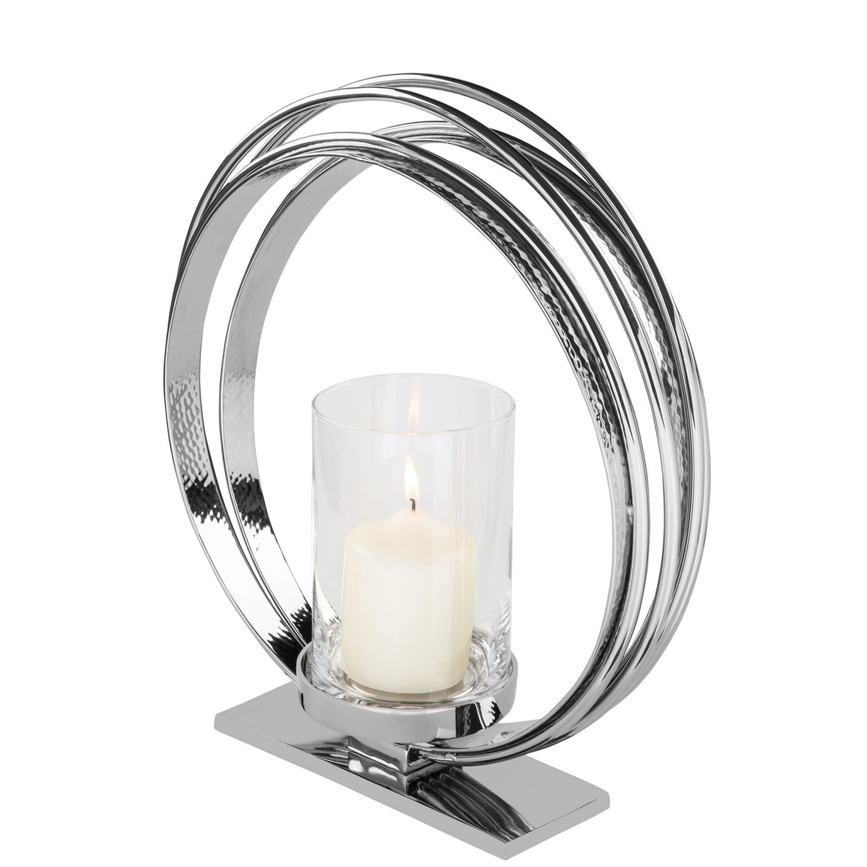 Fink Teelichthalter Colette silber Aluminium, vernickelt, Glas Höhe 44 cm