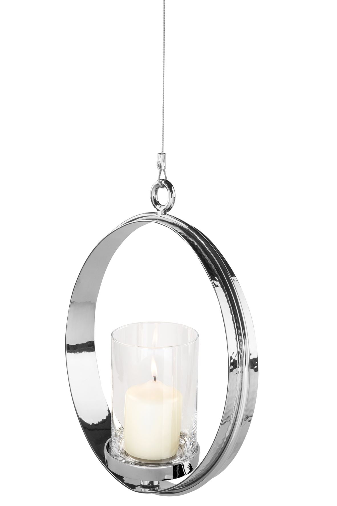 Fink Teelichthalter Colette silber Eisen, vernickelt , Glas Höhe 49 cm