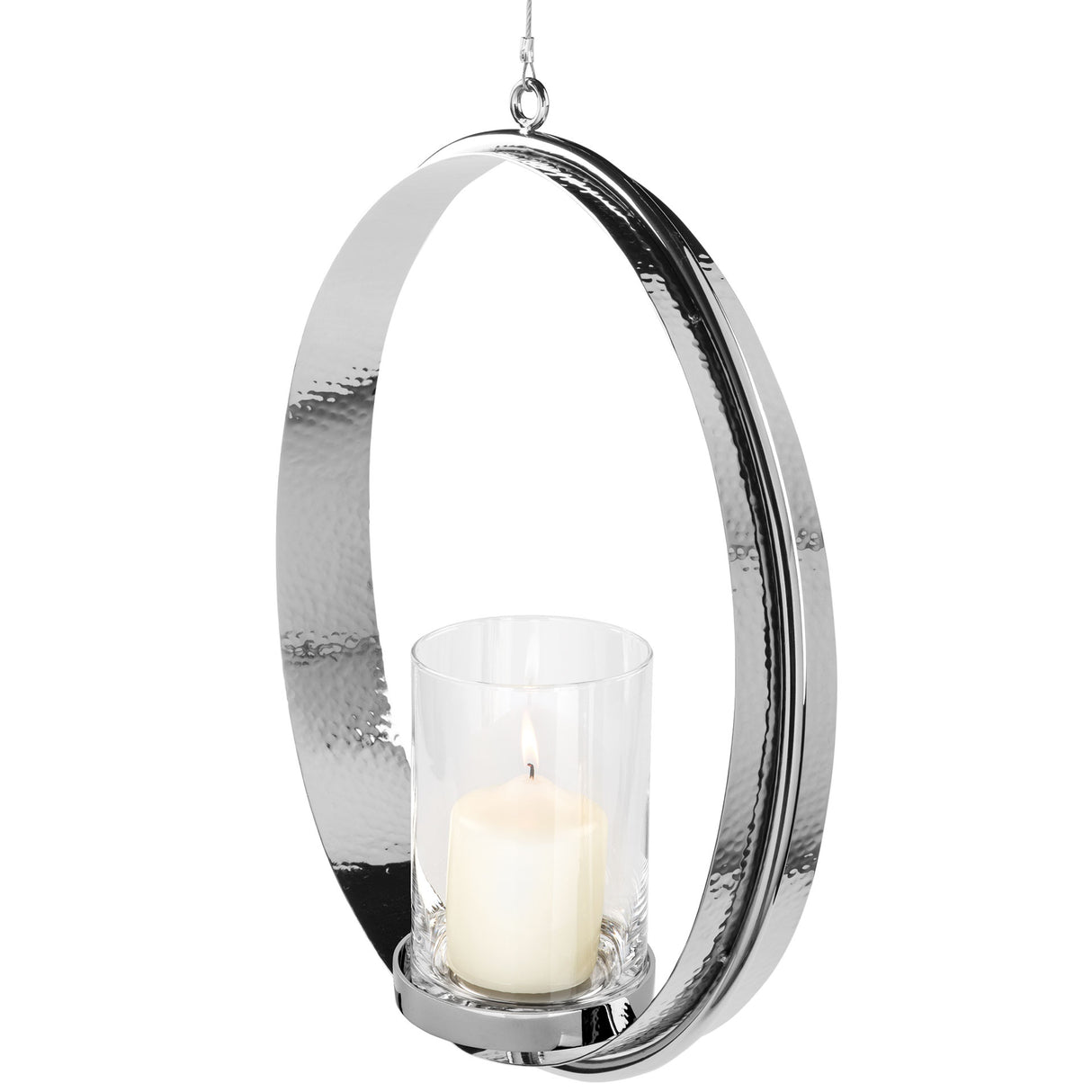 Fink Teelichthalter Colette silber Eisen, vernickelt , Glas Höhe 49 cm