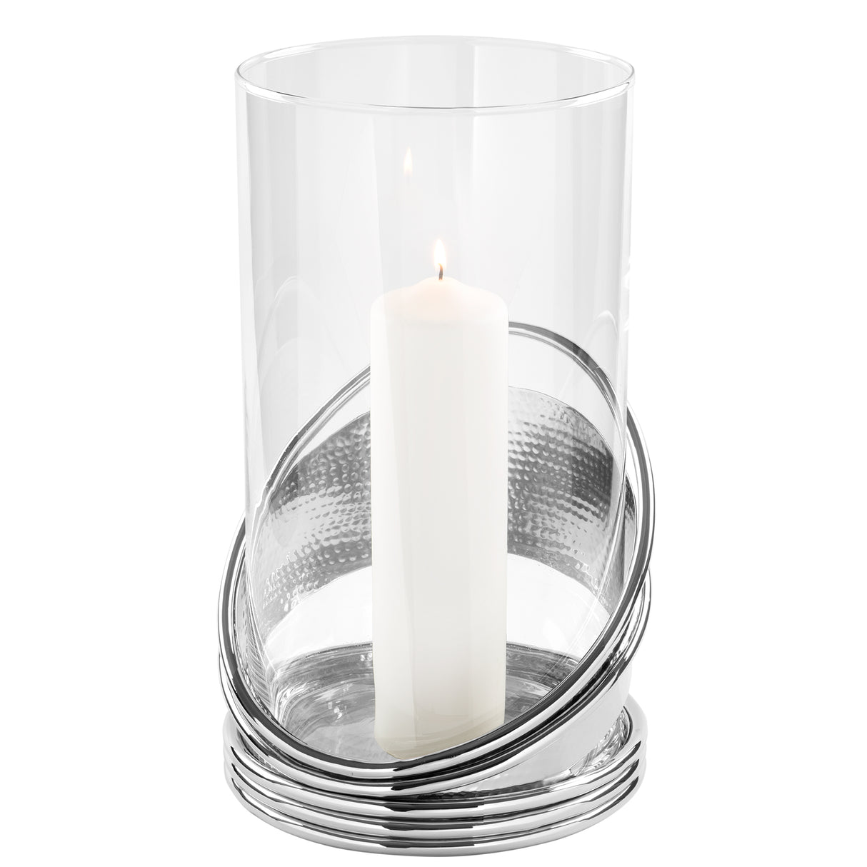 Fink Windlicht Colette silberfarben Glas, vernickelt Höhe 30 cm