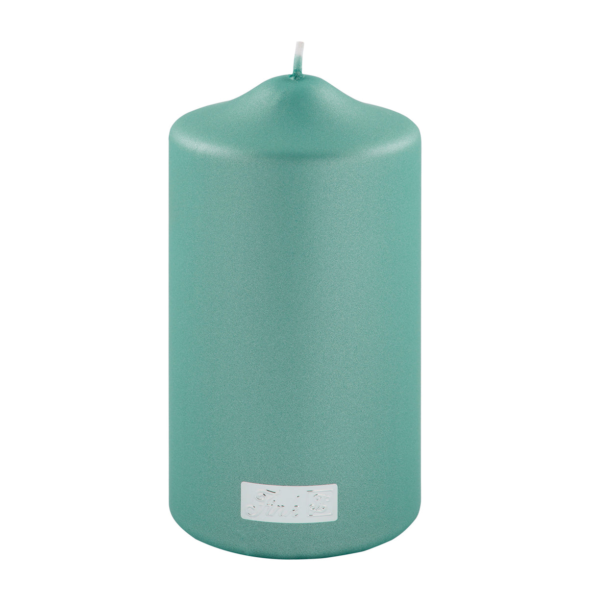 Fink metallic Stumpenkerze Candle türkis Paraffin Höhe 15 cm