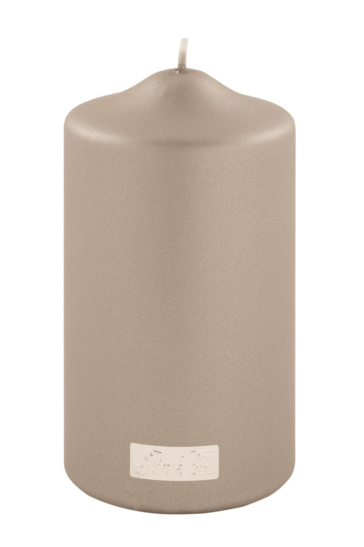 Fink metallic Stumpenkerze Candle stein Paraffin Höhe 15 cm