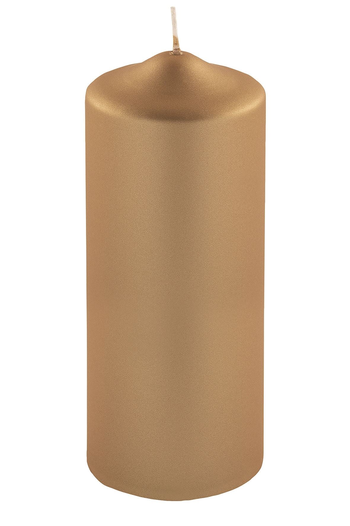 Fink metallic Stumpenkerze Candle gold Paraffin Höhe 20 cm
