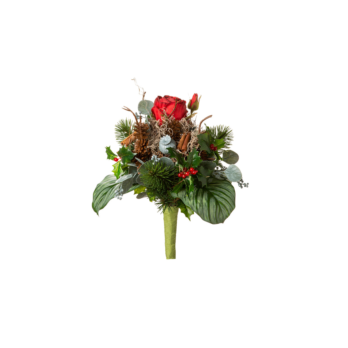 Fink Kunstblumenstrauß Jule grün, rot Kunstfasern Höhe 32 cm