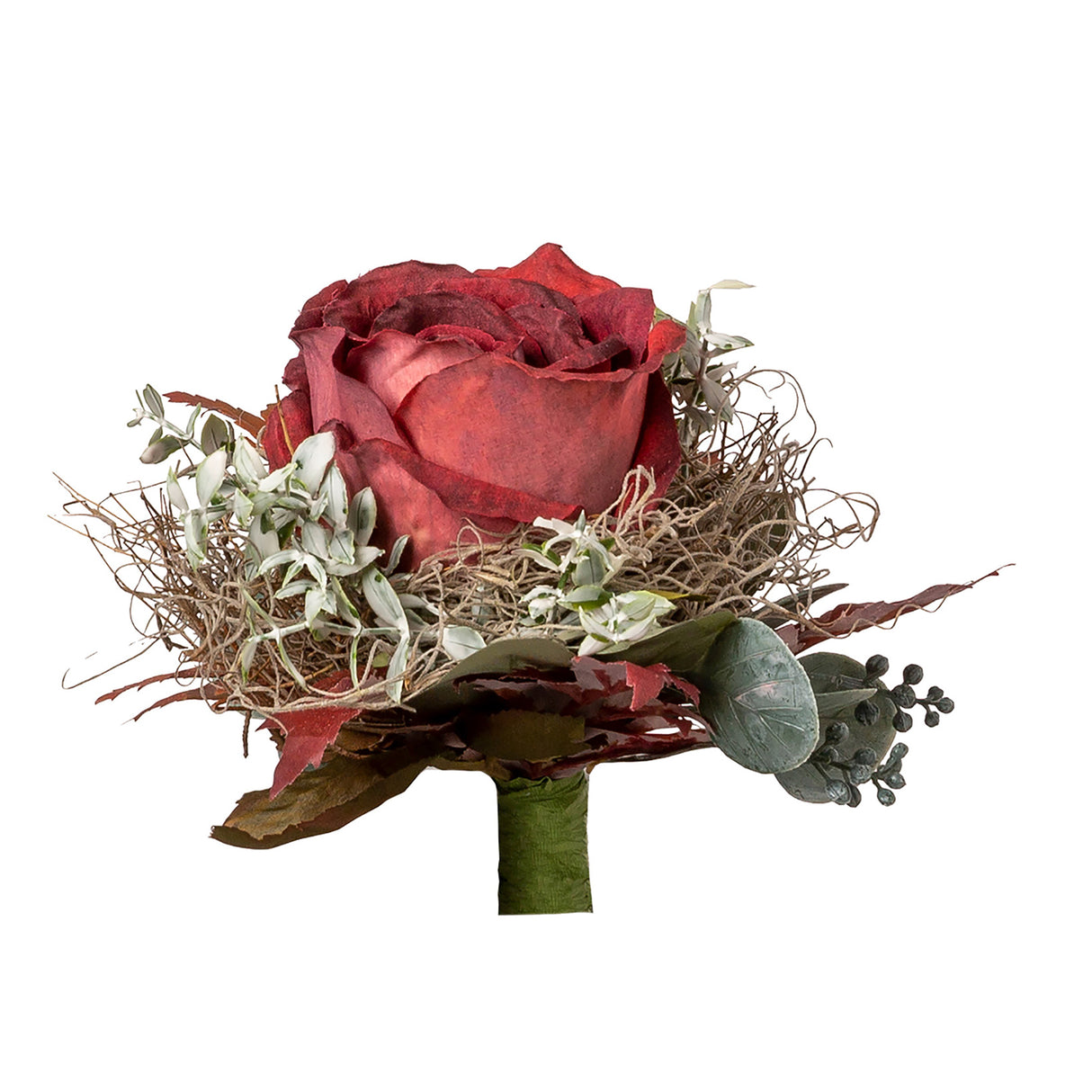 Fink Kunstblumenstrauß Petitbouquet dunkel rot Kunstfasern Höhe 15 cm