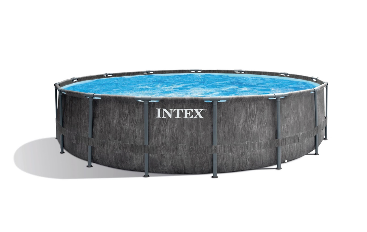 Intex Prism Rahmenpool Greywood Premium Pool-Set 26744GN Dunkelgraue Holzoptik 549 x 122 cm