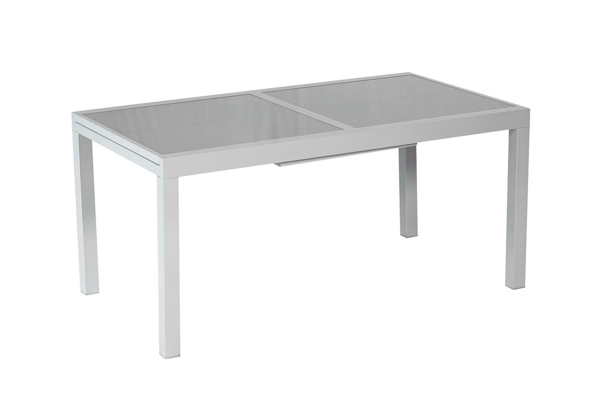 Merxx Gartentisch ausziehbar Aluminium, Glas silber 160 cm x 90 cm x 75 cm