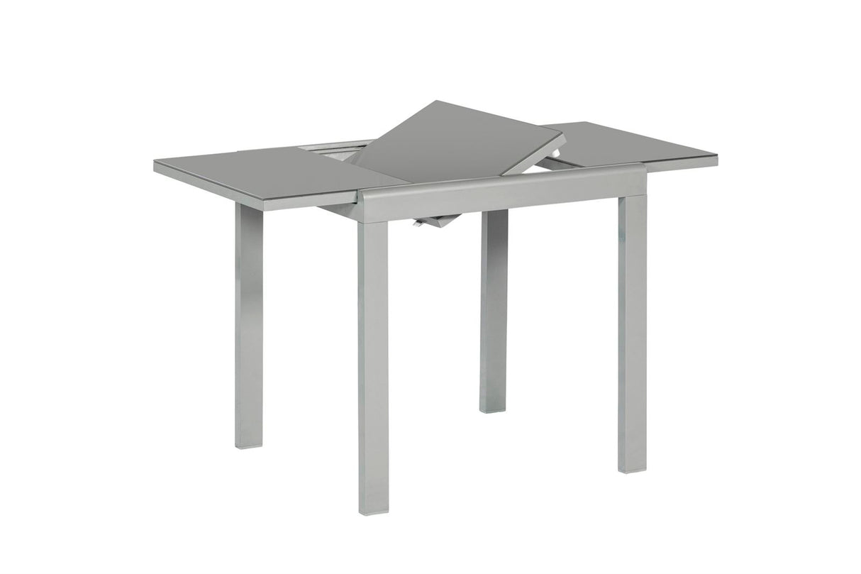 Merxx Gartentisch ausziehbar Aluminium, Glas silber 80 cm x 70 cm x 75,5 cm