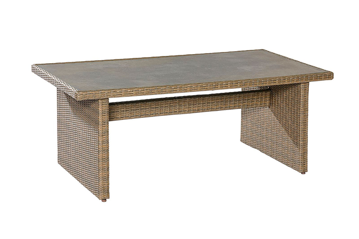 Merxx Gartentisch mit Digitaldruckplatte Aluminium, Kunststoffgeflecht steinbeige 100 cm x 200 cm x 74 cm